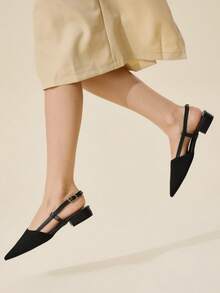 CUCCOO BASICS 女士尖头搭扣设计时尚高跟鞋，适合日常穿着 - 黑色 - 查看 6