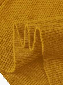 MOTF PREMIUM SIMPLE METAL BUCKLE DECOR BASE LAYER SWEATER - Yellow - View 8