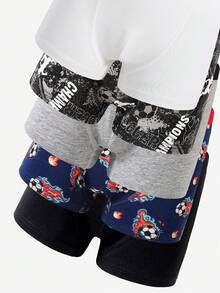 Celana Pendek Anak Laki-Laki Remaja - Paket 5 Buah Motif Sepak Bola, Biru Tua, Musim Panas, Pinggang Elastis Nyaman, Cepat Kering, Nyaman untuk Aktivitas, Pas Lembut, Pinggang Sedang, Perlengkapan Liburan Penting - MultiWarna - View 6