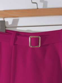 Lyxana Rok Wanita Kasual Model A-Line Warna Polos Tebal dan Hangat, Musim Gugur/Dingin - Hot Pink - View 3