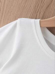 Korean Style Graphic Print Short Sleeve T-Shirts Preppy School Casual Daily Wear BFF Matching Tops Minimalist Fashion Ins Trendy Tees - Blanco - Ver 4
