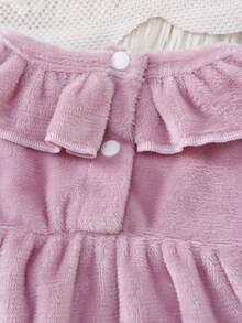 2件套女婴休闲毛绒纯色长袖上衣和裤子家居服套装 - 淡紫色 - 查看 8