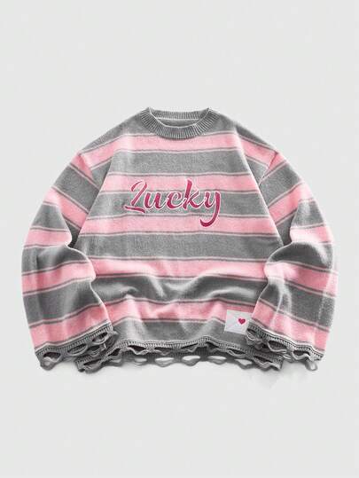 Street Life Maglione a girocollo da uomo con stampa a righe, moda unisex