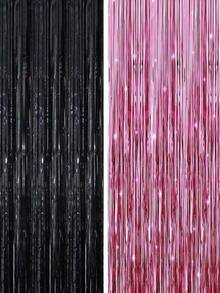 2件套1米x2米派对背景幕布，金属箔，流苏，金属帘，生日，婚礼，单身女性周年纪念装饰，成人雨丝帘，生日派对背景墙装饰，流苏闪亮铝膜墙帘 - 2Pcs - 查看 22
