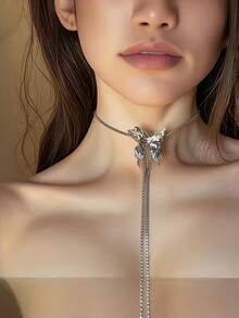 Joivida 1 PC Golden Liquid Butterfly Body Chain Adjustable Necklace Waist Arm Chain Multi Layer Metallic Hot Woman Party Body Jewelry Festival Rave Wear