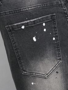 Manfinity Roughcore Jeans de verano casuales y versátiles con efecto desgastado de moda para hombres - Gris Oscuro - Ver 6