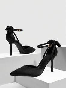 CUCCOO SZL Women's Pointed Toe Buckle Design Fashionable High Heels, Versatile For Daily Wear For Christmas - Black - View 2