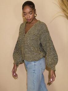 Dancing Leopard Áo khoác cardigan Sorella màu bạc ánh vàng, áo cardigan nữ, áo len nữ, áo khoác nhiều lớp, trang phục thu đông, trang phục hàng ngày, trang phục thường ngày thanh lịch, trang phục ấm áp, trang phục công sở, trang phục cuối tuần. - Bạc - Xem 3