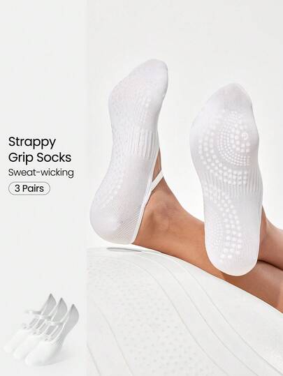  GLOWMODE 3 Pairs Yoga & Pilates Non-Slip Grip Socks With Seamless Toe Construction Yoga Daily