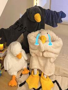 白色/黑色鹅绒睡衣，连体浴袍，柔软舒适，趣味十足，秋冬装，派对服饰，趣味鹅图案，情侣睡衣，大码，男女通用浴袍，送给家人、女孩、男孩、男士、女士的最佳礼物，圣诞礼物，节日礼物，节日礼物 - 彩色 - 查看 4