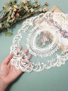 Bộ 2/3 tấm lót bàn ren cổ điển, đế lót ly thêu thời trang, tấm lót bình hoa, thảm trải bàn hình bầu dục thêu, thảm và đế lót ly móc kiểu Pháp cho các bữa tiệc tại nhà, đám cưới. - Nhiều màu - Xem 4