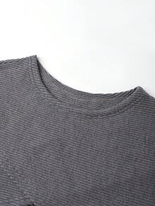 GlowEve 女士不规则下摆针织套头衫和收腰A字连衣裙套装，休闲日常法式优雅通勤时尚复古商务度假装，灰色长袖针织衫和深灰色连衣裙，早春/秋季新品两件套 - 彩色 - 查看 3