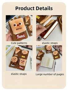 Joivida 可爱卡通食物造型挂式笔记本 - 卡哇伊口袋日记本，旅行配件，迷你便签本，女士礼物，美观日记本，可爱文具 - 彩色 - 查看 3