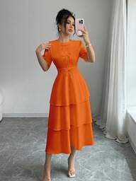 Elenzga Falda de pastel con decoración de mariposa de unicolor minimalista para mujer