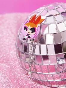 THE POWERPUFF GIRLS X SHEIN 新款锌合金卡通图案耳钉，休闲可爱，适合派对、音乐会、节日等场合。 - 白金 - 查看 4