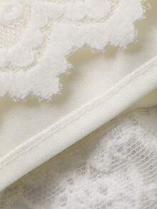 DAZY 女士花卉蕾丝拼接优雅法式长裙，适合派对穿着 - 白色 - 查看 9