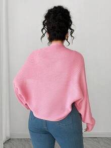 Elenzga Fashionable & Versatile Casual Commute Design Sense Pink Long Sleeve Textured Knit Cardigan For Women, Autumn/Winter - Pink - View 4