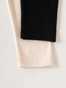 SHEIN 4件套女童黑白简约抓绒长袖上衣和裤子睡衣套装，秋冬季 - 彩色 - 查看 8