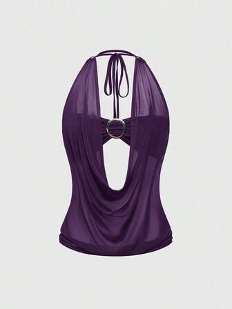 Hippie Canotta donna stile Y2K retrò con scollo profondo, schiena scoperta, stile da strada, senza spalline (include fodera a canottiera)