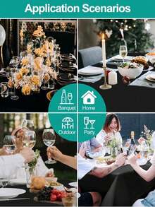 6件套一次性派对桌布，防水PE塑料生日甜点桌布，纯色，适用于户外婚礼、派对、生日聚会、露营 - 彩色 - 查看 5