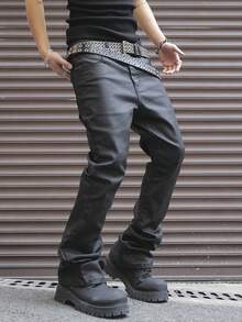 Manfinity EMRG Men's Casual Versatile Simple Solid Color Jeans - Black - View 7