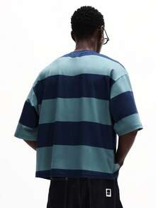 SUMWON Oversized Short Sleeve Crew Neck T-Shirt With Horizontal Stripes Relaxed Fit Casual Summer Top - Multicolor - View 2