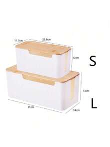 线缆管理盒，实木盖，适用于台式机、电视、电脑、USB集线器系统的线缆整理器，用于遮盖和隐藏电源板和线缆 - 白色 - 查看 10