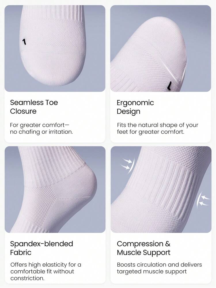 SweatMode Glow Grip Plus Size Sweat-Wicking High-Stretch Seamless Breathable Mesh Reflective Print Compression Tube Socks Pack Daily Active