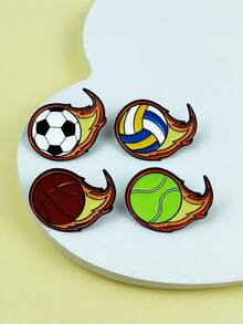 Zazumi Cartoon Sports Series Alloy Badge Brooch Football Basketball Volleyball Tennis Design Clothing Accessory Bag Backpack Decor Festival Party Celebration Fan Gift Casual Wear Statement Celebration - Multicolor - View 9