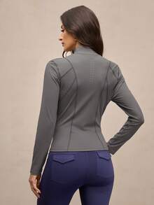 Activina 女士立领修身长袖马术上衣 - 灰色 - 查看 2