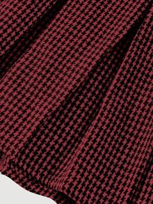 SHEIN MOD 格纹羊毛百褶裙，学院风A字裙 - 紅色 - 查看 5