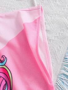 Emery Rose Kids Emery Rose Kids Young Girl Cute Casual Pink Cartoon Pattern Hooded Loose Swim Cover-Up - Pink - View 5