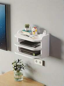1 pieza Estantería de pared multifuncional, estantería de almacenamiento de escritorio, estantería colgante de pared para router inalámbrico, control remoto, DVD y decodificador de TV, instalación sin taladrar, ahorro de espacio, estantería práctica - Multicolor - Ver 7