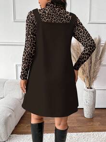 SHEIN Frenchy Autumn Vibe Elegant Leopard Print Plus Size Women 2 Pieces Set, Suitable For Autumn/Winter, New Year, Music Party, Brown 2 Pieces Set Cheetah Print - Coffee Brown - View 2