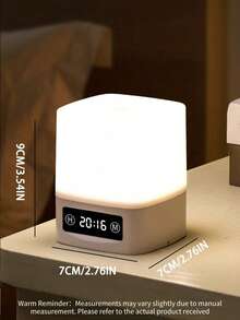 1PC LED Rechargeable Bedside Lamp, Level 3 Dimming, Digital Clock And Touch Control, Child/Adult Night Light, Sleeping Companion - White - View 10