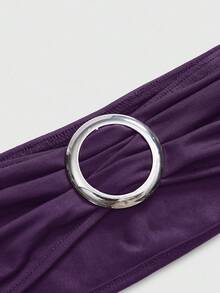 ROMWE Hippie Spring/Summer Women's Y2K Retro Deep Draped Neck Backless Street Style Strapless Tank Top (Includes Camisole Lining) - Purple - View 4