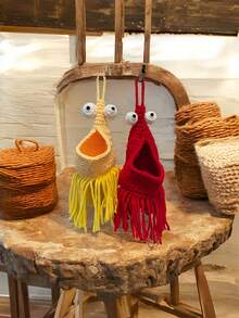 Joivida 1PC Handmade Crochet Woven Wall Hanging Storage Organizers Alien Lobster Plant Flower Pot Holders Amigurumi Alien Design Home Decor Living Room Decor Unique Gift Housewarming - Multicolor - View 9