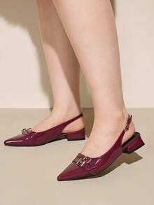 CUCCOO CURVES Bailarinas elegantes de punta fina con hebilla y ajuste ancho, adecuadas para el uso diario - Burdeos - Ver 5
