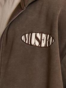 Musero ZIP THROUGH OVERSIZED HOODIE WITH HEM CORD AND BRANDED PATCH Spring&Summer - Brown - View 6