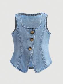Bộ 2 món áo khoác denim và quần ống rộng cho bé gái - Rửa nhẹ - Xem 4