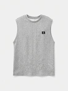SWAVVY Men's Casual Graphic Print Crew Neck Tank Top - Grey - View 3