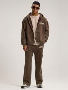Musero ZIP THROUGH OVERSIZED HOODIE WITH HEM CORD AND BRANDED PATCH Spring&Summer - Brown - View 5