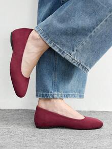 CUCCOO BIZCHIC Women's Fashionable Versatile Commuting Casual Flats - Burgundy - View 6