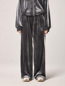 Missguided x Playboy Luxurious Velvet Sweatpants With Rhinestone Script And Side Stripe Detail For Comfortable Casual Wear, Casual - Grey - View 5