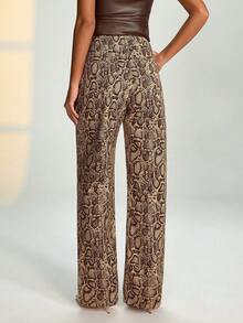 RueChic High Waist Multi Color Straight Jean Bell Bottom Pants Flared Pants Snakeskin Pants Brown Pants For Women Jeans For Women - Multicolor - View 2