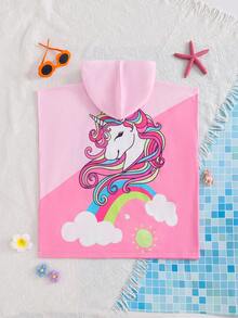 Emery Rose Kids Emery Rose Kids Young Girl Cute Casual Pink Cartoon Pattern Hooded Loose Swim Cover-Up - Pink - View 4