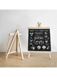 Madebyblanc 1set Home Office Wooden Bracketed Small Chalkboard Milk Tea Shop Restaurant Creative Display Sign Bar Supermarket Price Signs Small Chalkboard Frame Chalkboard With Easel, Perfect Gift For Christmas, New Year And Birthday - Multicolor - View 5
