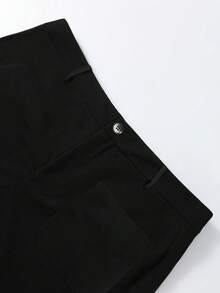 SHEIN PETITE CURVE Quần ống rộng xẻ tà thanh lịch dành cho nữ cỡ lớn, kiểu dáng ôm sát, thích hợp cho mùa xuân/thu. - màu đen - Xem 4