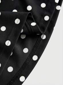 SHEIN MOD Đầm ngắn cổ yếm họa tiết chấm bi dành cho nữ - màu đen - Xem 4