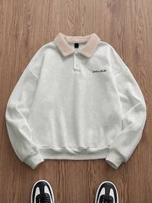 SWAVVY 男士针织休闲宽松保暖长袖卫衣，秋冬季 - 淺灰色 - 查看 1